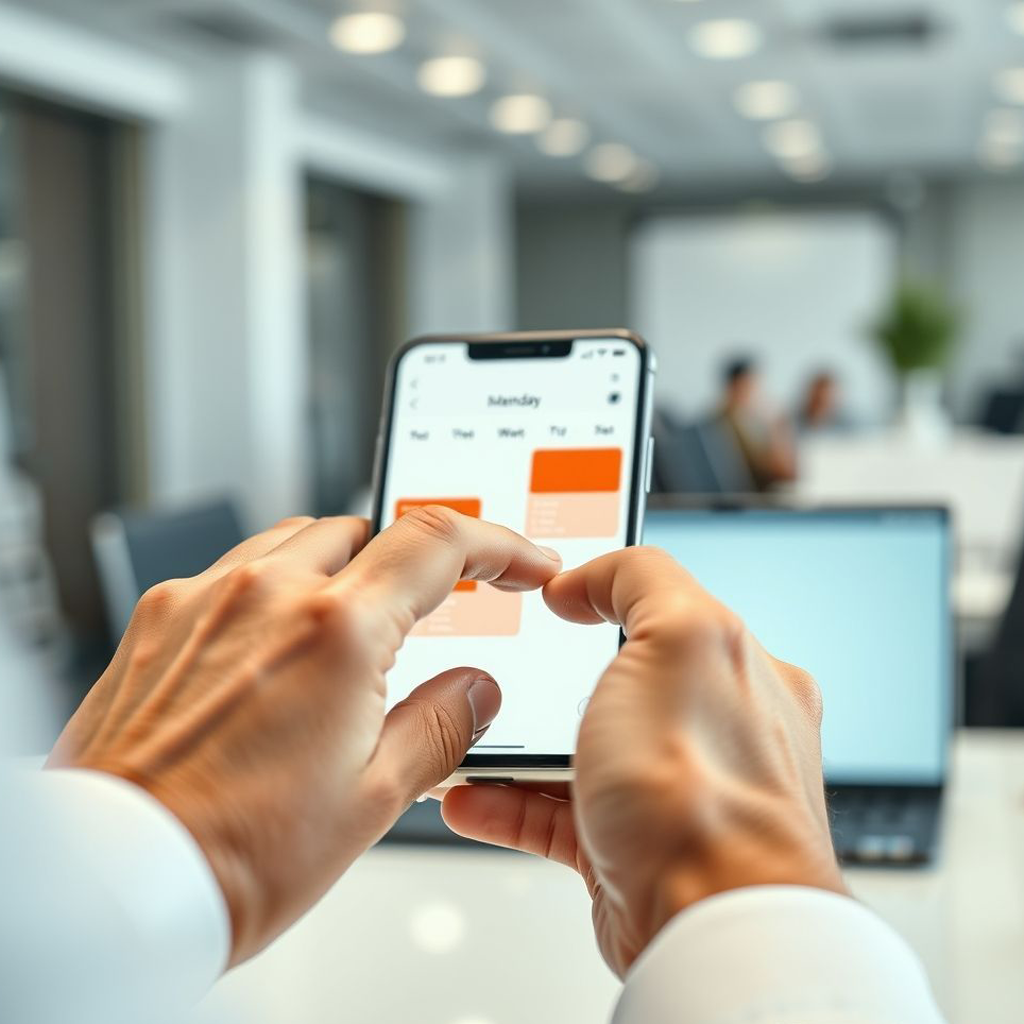 mãos passando slides 