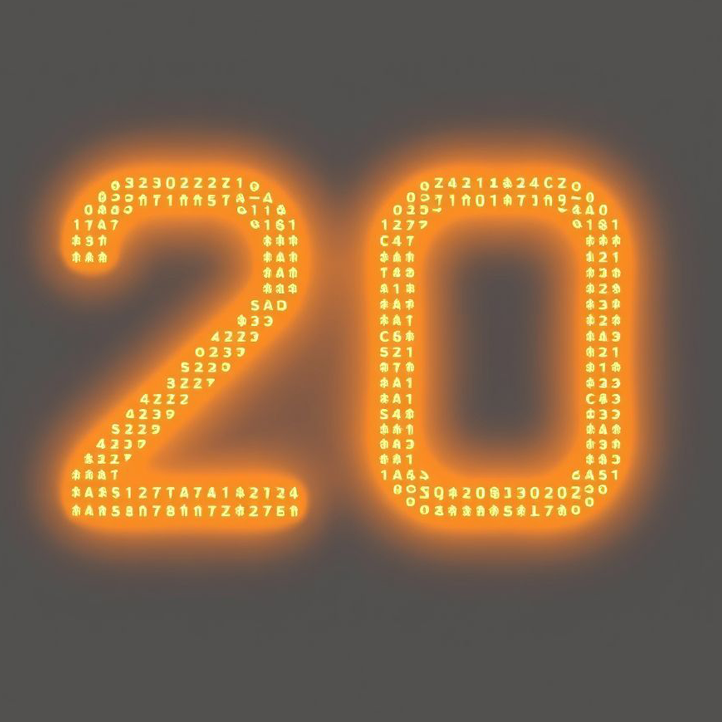 Número dois digital brilhante com um fluxograma de tarefas simples sendo completadas